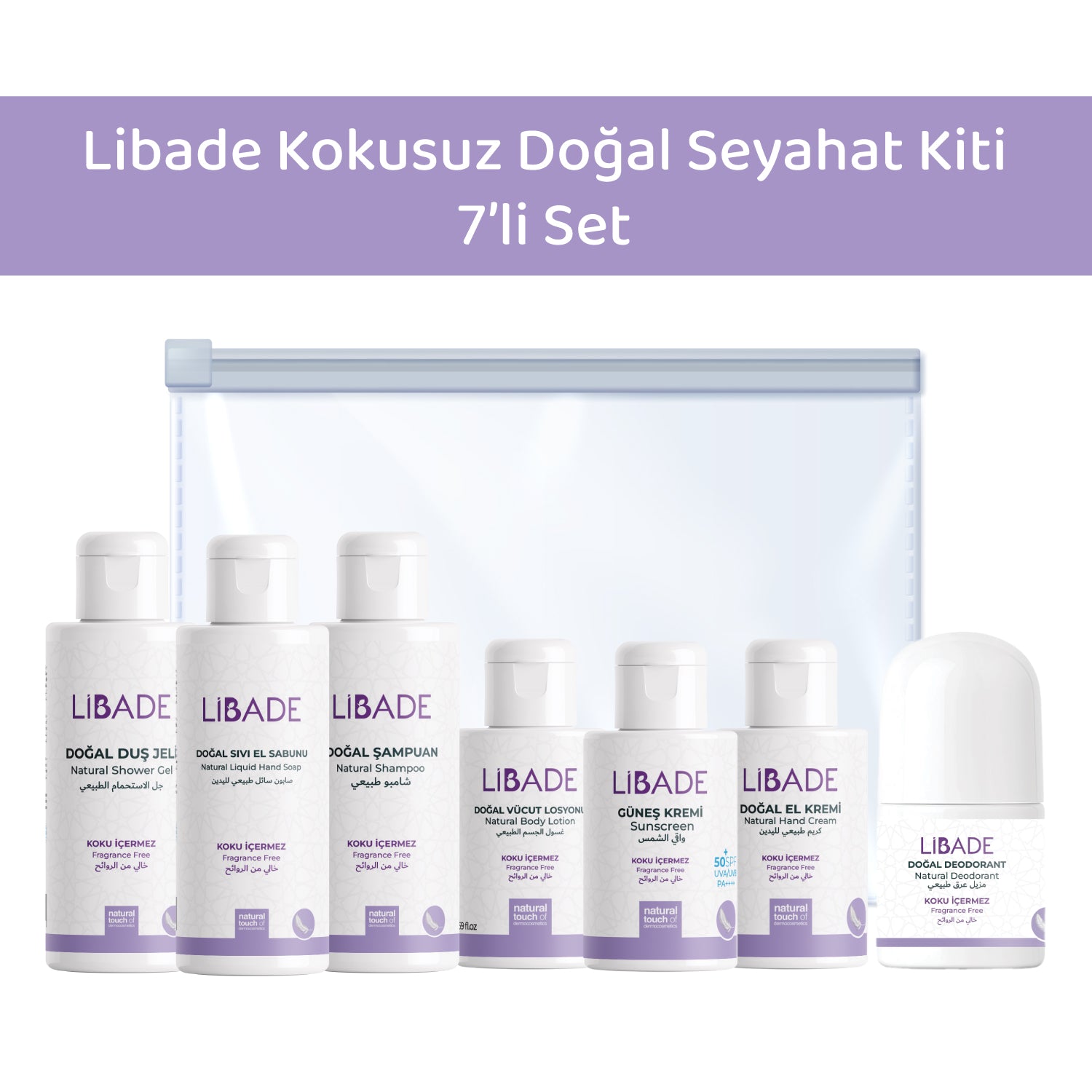 Libade Kokusuz Doğal Seyahat Kiti - 7’li Set