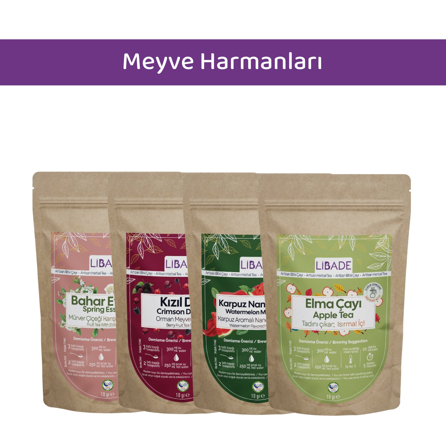 Meyve Harmanları Tanışma Paketi | 4’lü Deneme Seti | Soğuk & Sıcak Demleme Bitki Çayı
