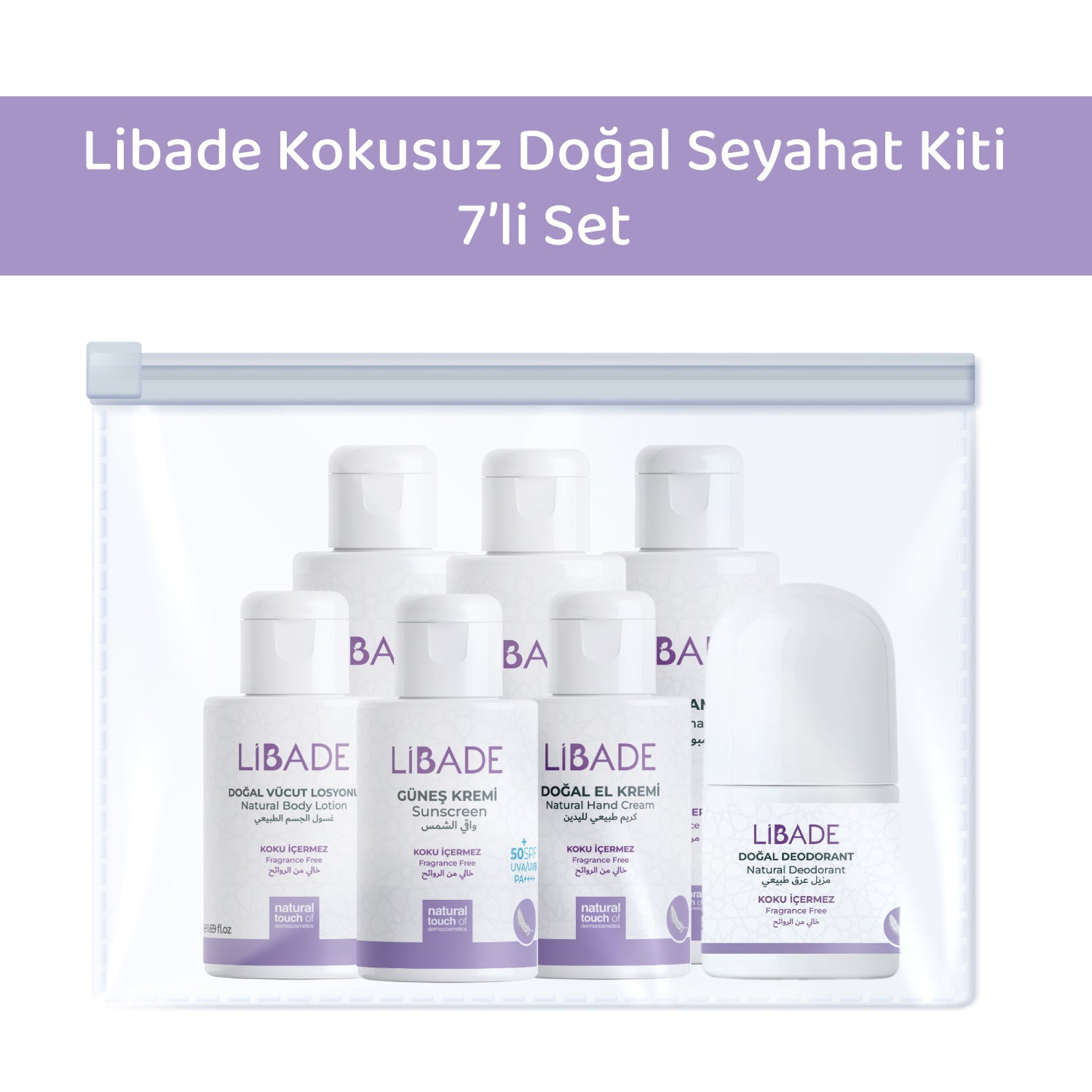 Libade Kokusuz Doğal Seyahat Kiti - 7’li Set