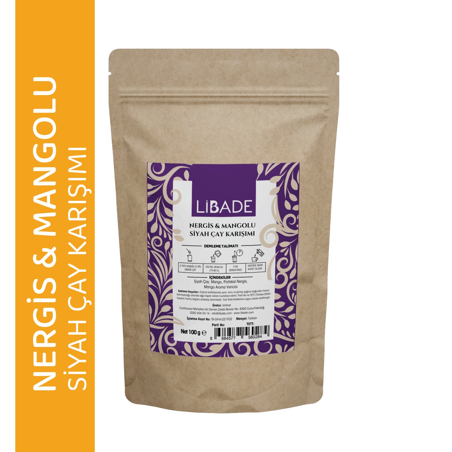 Libade Nergisli Mangolu Siyah Çay